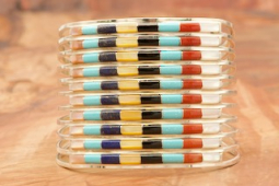 Day 1 Deal - Genuine Gemstones Sterling Silver Zuni Inlay Bracelet